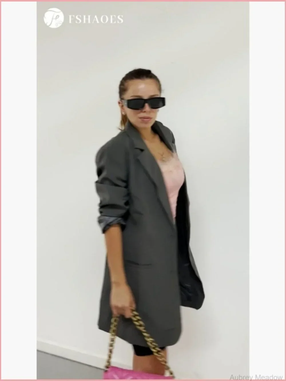 Oversized Blazer Lapel Button Down Casual Work Office Jacket Women Suiting